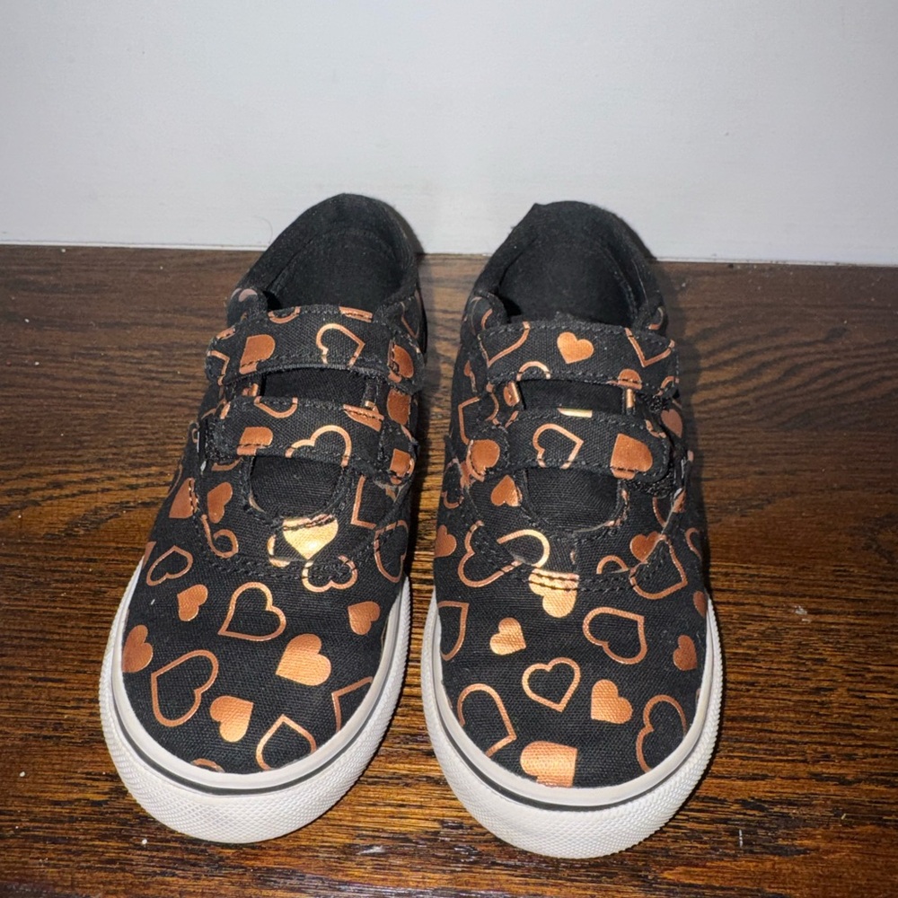 Vans Kids Black and Gold Heart Sneakers
